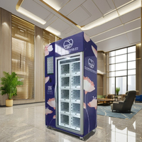 Distributeur de fleurs Micron Vending avec casier métallique, système de paiement par pièces et code QR disponible en Égypte