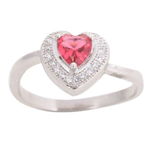 Anillo de piedras preciosas de topacio rosa con forma de corazón de Plata de Ley 925 de moda de lujo para joyería de regalo especial de San Valentín - Product Image 1
