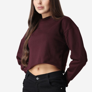 OEM Wholesale Winter Front Women's Neck Pullover Regular Sweatshirts-Latest Fashion Solid Color Oversized <b>Fleece</b> - Product Image 3