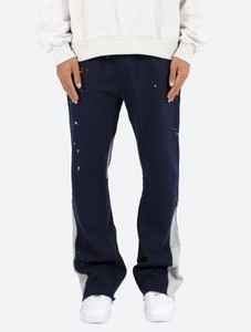 Venta caliente Top Ranking Azul marino Flare Sweat Chándal OEM Pantalones de peso pesado Hombres Raw Hem Leg Terry Jogger Hombres Pantalones de chándal apilados - Product Image 2