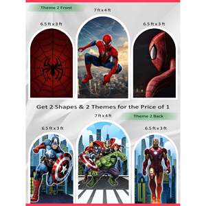 Ensemble d'arches réversibles de super-héros de qualité supérieure (3 pièces) – Collection Marvel Multiverse – Toiles de fond en tissu à double thème - Product Image 1
