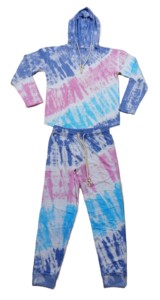 Suéter y pantalones con capucha Tye Dye para mujer, traje de dos piezas, Polar, cálido, informal, conjunto de 2 piezas - Product Image 2