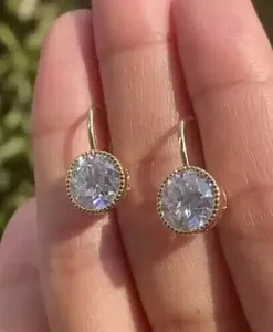 Pendientes colgantes/Gota de diamante de moissanita de corte redondo Vintage para mujer de plata 925 - Product Image 3