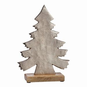 <b>Stand</b> Set of 2 Festive <b>Christmas</b> Xmas <b>Tree</b> Decorations Durable Metal & Wood 10 Inch - Product Image 6