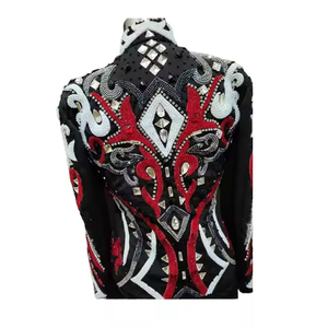 Veste de spectacle équestre de meilleure qualité fabricant direct coupe confortable conception personnalisée en cristal culotte dos nu ensemble équestre - Product Image 2