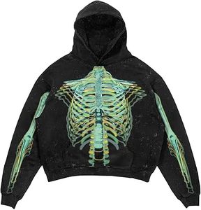 Sweat à capuche de luxe Hip Hop imprimé sans cordon pour homme, 100% coton, coupe courte, streetwear, oversize, épais - Product Image 1