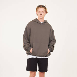 Sweat à capuche classique surdimensionné pour hommes en coton polyester haut de gamme col rond manches courtes solide nouveau design streetwear ODM - Product Image 2