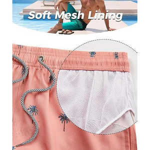 Shorts de bain pour hommes à séchage rapide, taille basse, avec doublure en mesh, en polyester et élasthanne, pour la plage et la natation - Product Image 3