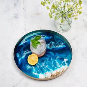 Bandeja de servicio de madera redonda de primera calidad, manijas duraderas hechas a mano, multiusos para alimentos, bebidas, desayuno, diseño moderno, venta de calidad de exportación - Product Image 2