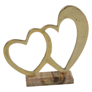 Impressionnant Design Décor Coeur Forme Avec Base En Bois Ornements De Noël Décorations Maison Et Bureau Décor métal utilisé aluminium métal - Product Image 1