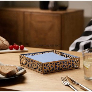 Forme carrée métal argent Ware dessus de table porte-serviettes meilleure vente à la main classique décoration de table porte-papier de soie approvisionnement - Product Image 2