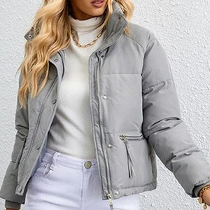 Veste en duvet pour femmes, coupe ajustée, respirante, prix de gros, couleur unie, veste en duvet avec fermeture éclair pour femmes, col en duvet - Product Image 3