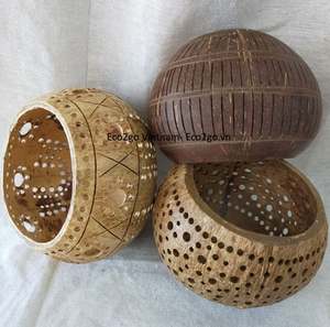 Bougeoir en noix de coco naturelle pour décoration, d'éclairage décoratif de maison et de jardin, 100% - Product Image 4