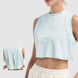 Top Corto Holgado de Último Diseño, Camiseta sin Mangas Combinable con Todo, Atuendo de Yoga y Fitness, Abertura Trasera, Transpirable - Product Image 1