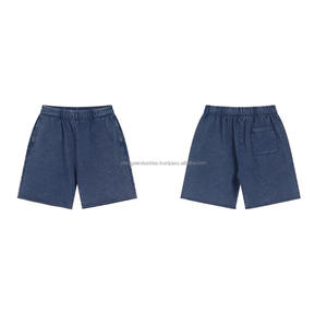 Shorts en coton délavé personnalisés pour hommes avec patch brodé, en molleton épais, style cargo vintage - Product Image 3