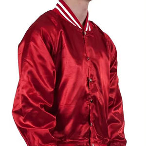 Veste bomber en satin enduit bon marché en gros pour hommes, logo personnalisé, couleur marron, devant de baseball, imperméable, col montant, couleur personnalisée - Product Image 4