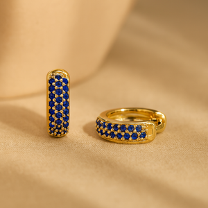 Sapphire Bold <b>Huggies</b> Fashion Hoop <b>Earrings</b> - Product Image 3