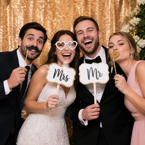 <b>Wedding</b> Photo Booth <b>Props</b> Mr Mrs Just Married Handheld Signs Party <b>Props</b> for Bridal Shower <b>Wedding</b> Decoration - Product Image 3