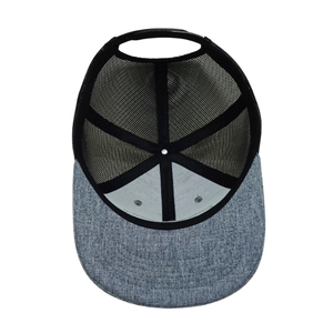 Casquette de camionneur personnalisée 6 panneaux casquette arrière en maille tissée Patch Logo mélange gris noir OEM unisexe Vietnam chapeaux vente en gros d'usine - Product Image 5