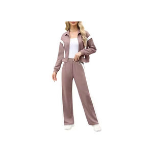 Women's Original <b>Thermal</b> Soft Loungewear Organic Cotton <b>Tracksuit</b> Stacked Flared Pant All Colors Activewear Zip Up Stand Collar - Product Image 1