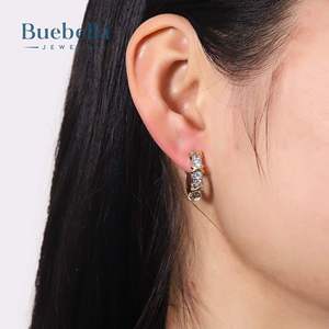 Venta caliente 925 Plata DE LEY 14K Oro blanco Infinity Link Iced Pendientes de Aro para hombres - Product Image 2