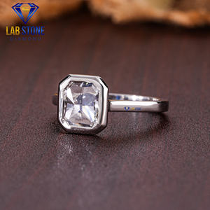 Lab-Stone 0.60 TDW Bague en or blanc avec diamant rond bleu et taille rose émeraude Couleur EF-VS à couper le souffle - Product Image 2