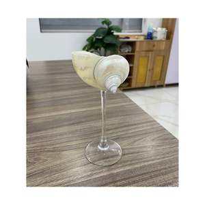 แก้วไวน์เปลือกหอยที่มีศิลปะภาพเงาที่หรูหราและบรรยากาศของทะเลเขตร้อนสำหรับร้านอาหารและบาร์ในบ้าน - Product Image 1