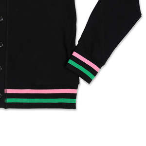 Cárdigan Personalizado con Cuello en V para Mujer, Bordado Clásico de Hermandad, Diseño de Rayas Tejidas de Invierno, Estilo Casual - Venta al por Mayor OEM ODM Tejido - Product Image 3