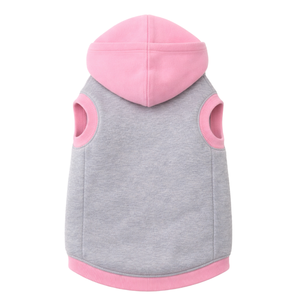 Grey and Pink Zip Dog Hoodie Comfortable Sleeveless Pet Sweatshirt with Front Zip Closure - Product Image 5