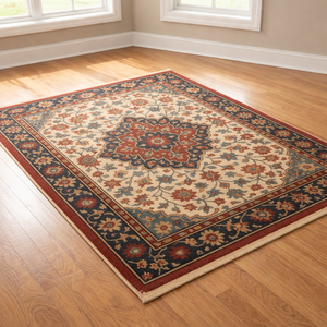 พรมขนสัตว์สไตล์เปอร์เซียถักด้วยมือ พร้อมลวดลายดอกไม้แบบดั้งเดิม - Product Image 3