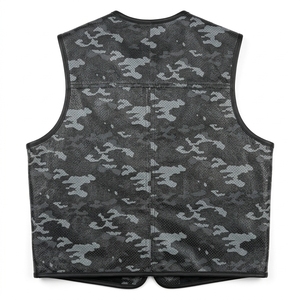 <b>Camo</b> Leather Eco-Friendly Vintage Motorcycle Vest <b>Men</b> Reversible Breathable Cotton Biker <b>Jacket</b> Custom Logo Winter Outerwear - Product Image 2