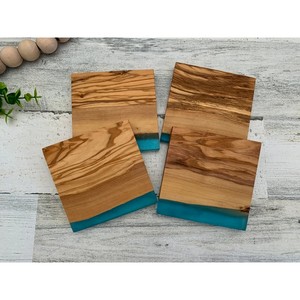 Excellent New Design Set of 4 Wood <b>Epoxy</b> <b>Resin</b> Coasters Tabletop Wood Placemats for Drinks Perfect <b>Table</b> Decoration - Product Image 3