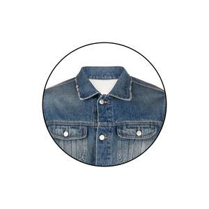Chaqueta vaquera con cuello levantado para hombre de alta calidad estilo High Street con lavado deshilachado y lejía nueva moda al por mayor - Product Image 2