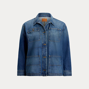 Women <b>Denim</b> Jacket Turn-down Collar Utility Style Full Sleeve Patch Pockets Washed Cotton Autumn Wear - Product Image 1