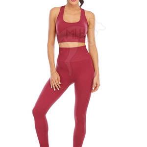 Concevez votre propre ensemble de yoga pour femmes-Logo avant solide 2 pièces vêtements de fitness de gymnastique respirants et écologiques - Product Image 1