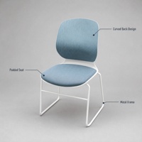 Chaise d'invité rembourrée moderne, chaise de visiteur avec dossier incurvé, assise rembourrée, structure en métal tubulaire pour bureau, réception, salle de réunion