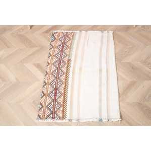 Tapis turc vintage, petit tapis de 1,9 x 3 pieds (57 x 90 cm), tapis oriental en laine blanche - Product Image 2