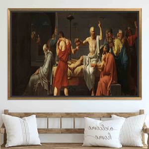 ภาพพิมพ์บนผ้าใบ: ความตายของโสกราตีสโดยหลุยส์ เดวิด - ของตกแต่งบ้าน, ผ้าใบกรอบทอง - Product Image 1