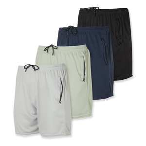 Pantalones cortos para correr de secado rápido de malla de poliéster 100% para grandes altos patrón sólido bordado de punto bolsillos con cremallera cordón transpirable - Product Image 6