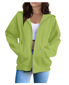 Sudadera con capucha y sudadera para mujer, sudadera con capucha y cremallera de manga larga para mujer, logotipo personalizado y color sólido a precio económico - Product Image 3