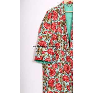 Vêtement de nuit en coton 100% vintage pour femmes en gros, robe kimono matelassée Kantha, fabrication artisanale, mode indienne, festival, veste confortable - Product Image 4
