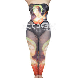 COSH CORSETS Heavy Duty Steelboned Digital Printed Satin Corset Set With Matching <b>Legging</b> <b>For</b> Fashion And Party Wear - Product Image 3