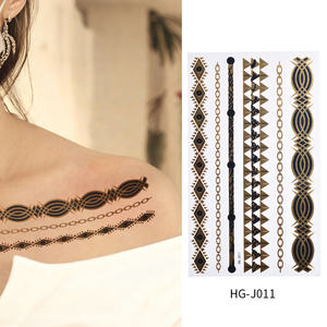 Hot New Or Métallique Chaîne Bracelet <span class=keywords><strong>Tatouage</strong></span> Autocollants pour Femmes Étanche Feuille <span class=keywords><strong>Bijoux</strong></span> <span class=keywords><strong>Bras</strong></span> Poignet Corps Art Décoration - Product Image 3