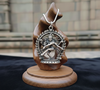 Collier chaîne à maillons spirituels en argent 925 plaqué or rhodié 24 carats |   Pendentif Chakra Shiva Nataraja |   Cadeau de méditation pour une fête