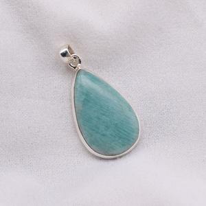 Pendentif Poire en Amazonite, Argent Sterling 925, Bijoux Faits Main, Pierre Naturelle, Collier en Argent, Cadeau pour Femmes et Enfants, Certifié IGI - Product Image 4