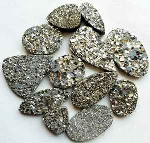 Pierre précieuse de quartz, cabochon, pyrite naturelle, druzy, fabrication de bijoux, pierres précieuses polies en vrac, grossiste, couleur - Product Image 1