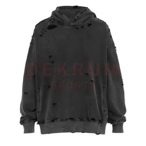 Sweat à capuche décontracté pour homme, effet vieilli, pour l'hiver, style urbain, nouvelle collection, en polaire chaude, couleur unie, respirant, personnalisable, offre ODM - Product Image 3