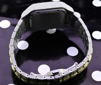 Totalmente helado y personalizado Hip Hop dos tonos reloj Baguettes doble tono automático Moissanite diamante busto abajo reloj