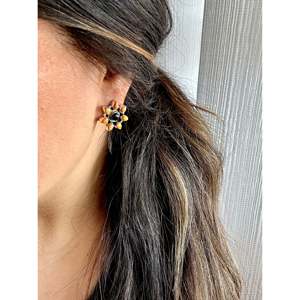 Southwest Handmade Multi Stone <b>Sterling</b> <b>Silver</b> Flower <b>Stud</b> <b>Earrings</b> - Product Image 2