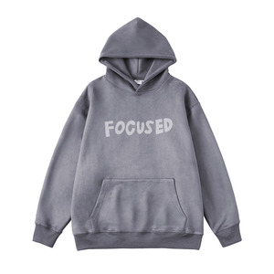 Acid Wash Hoodies For Men's Pullover Oversize Outwear Stylish Sweatshirts And Hoodies With <b>Screen</b> Printed Logo Design - Product Image 1